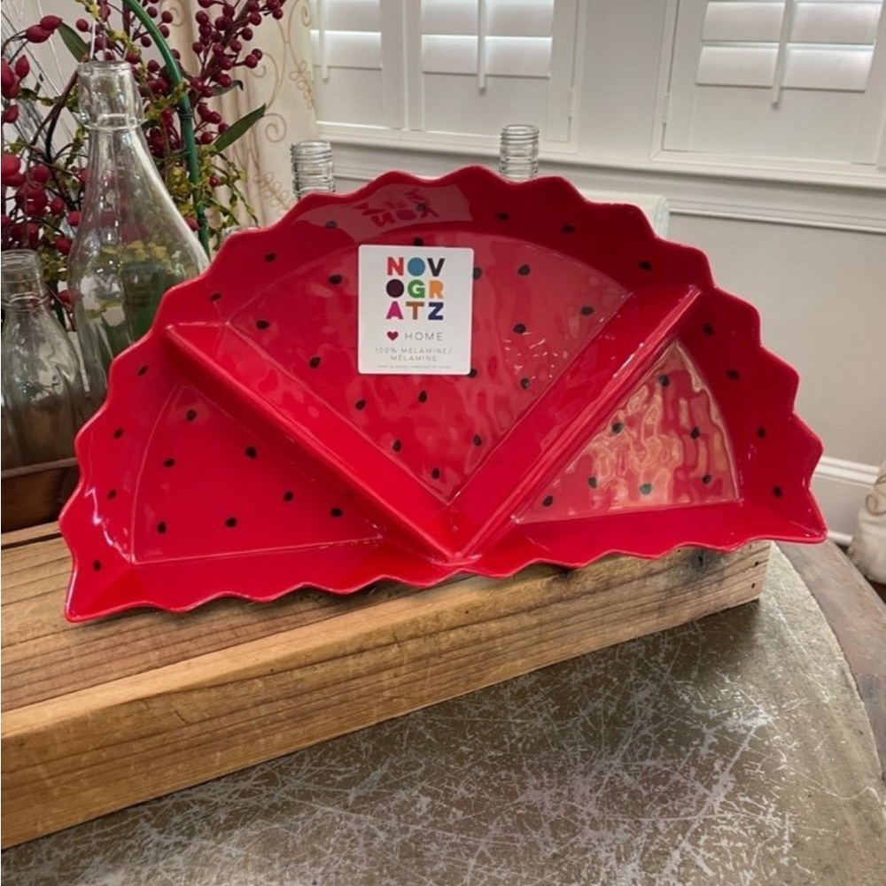 NOVOGRATZ WATERMELON MELAMINE DIVIDED SERVING DISH